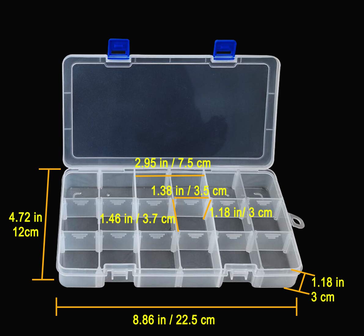 DARUITE 18 Grids Craft Storage Boxes with Compartments, Tackle Box, 2 PCS