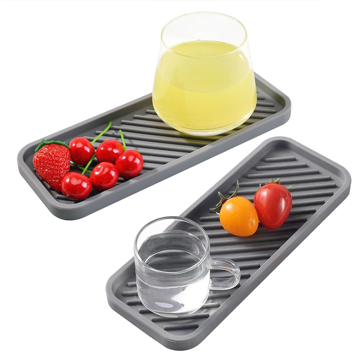 Kitchen Bathroom Sink Sponge Soap Organiser Holder Tray Silicone, 2 Pcs