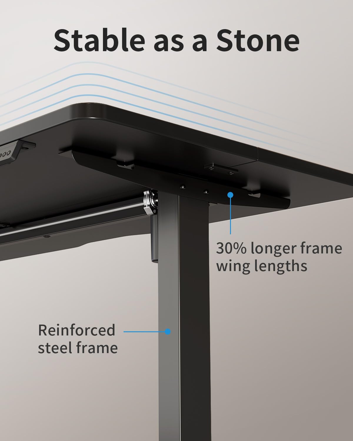 FEZIBO Electric Standing Desk 100 x 60 cm, Height Adjustable Sit Stand Desk with 3 Memory Presets, Home Office Computer Desk