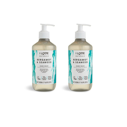 I Love Naturals Bergamot & Seaweed Hand Wash ? Gently Cleanses with Orange & Basil Essential Oils ? Refreshing, Purifying Vegan Formula with Natural