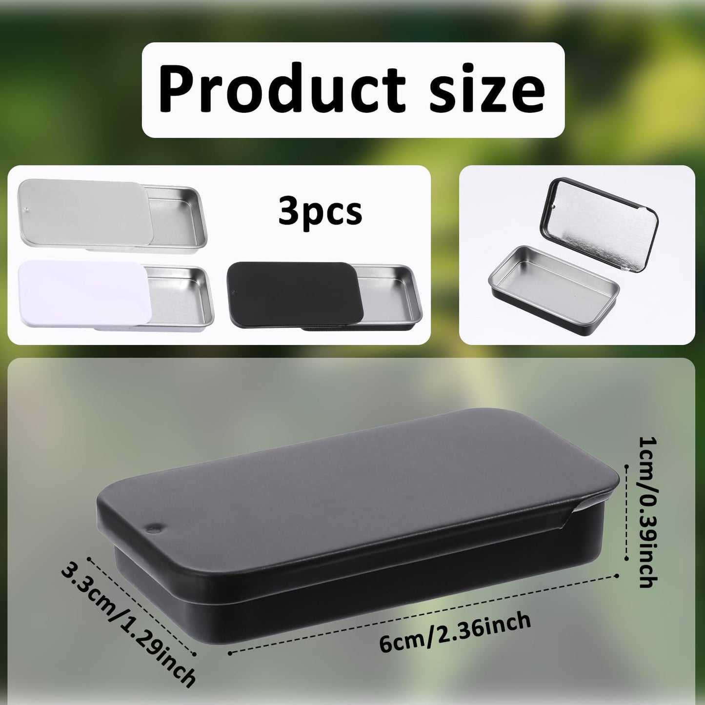 Slide Top Metal Tin Boxes 3 Pack - Small Metal Containers with Sliding Lid | Mini Storage Tins for Jewellery, Lip Balm, Pills, Candy Organiser