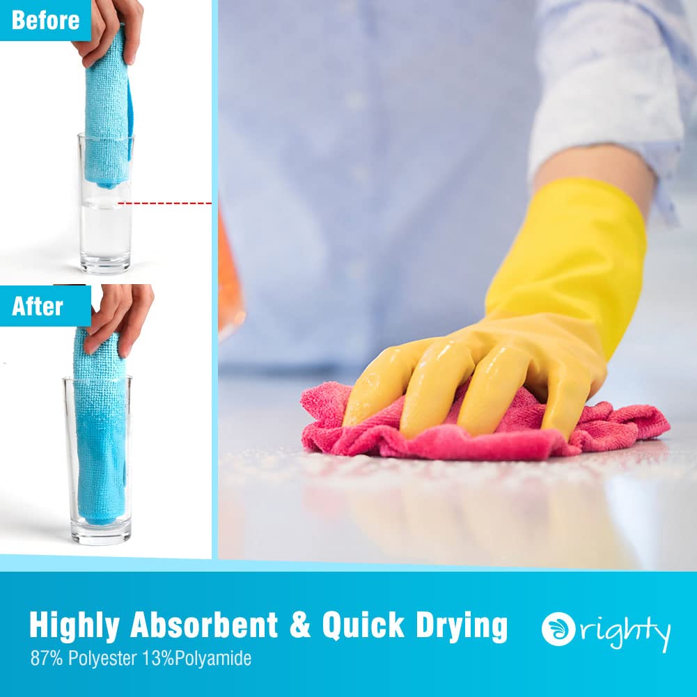 Orighty Microfibre Cleaning Cloths, Pack of 120, Highly Absorbent Cleaning Supplies, Lint Free Cloths for Multiple-use, Powerful Dust Removal Cleaning