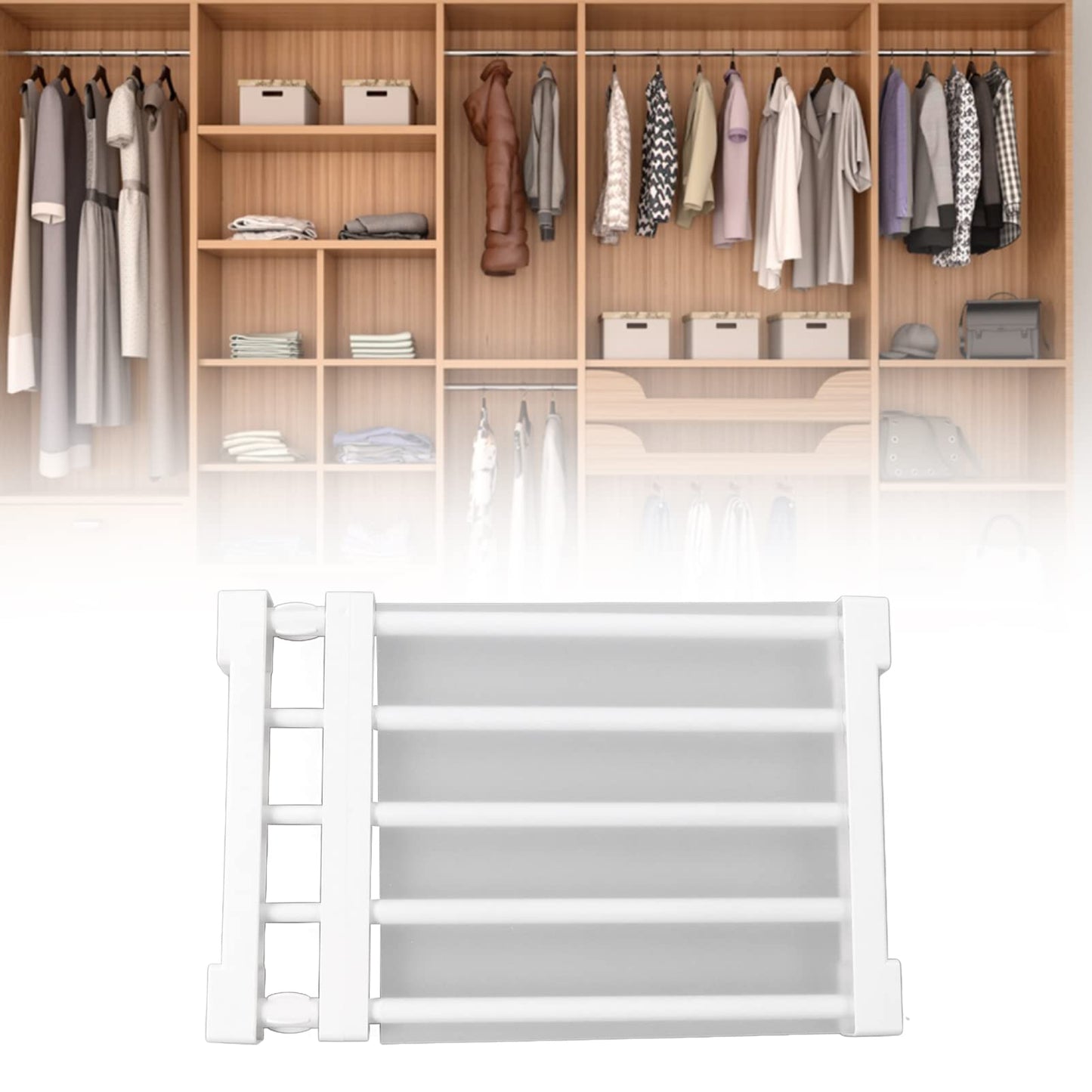 Brrnoo Adjustable Shelves for Closet, Expandable Closet Shelf Tension Rod, Closet Cupboard Storage Organizer, Closet Tension Shelf for Kitchen