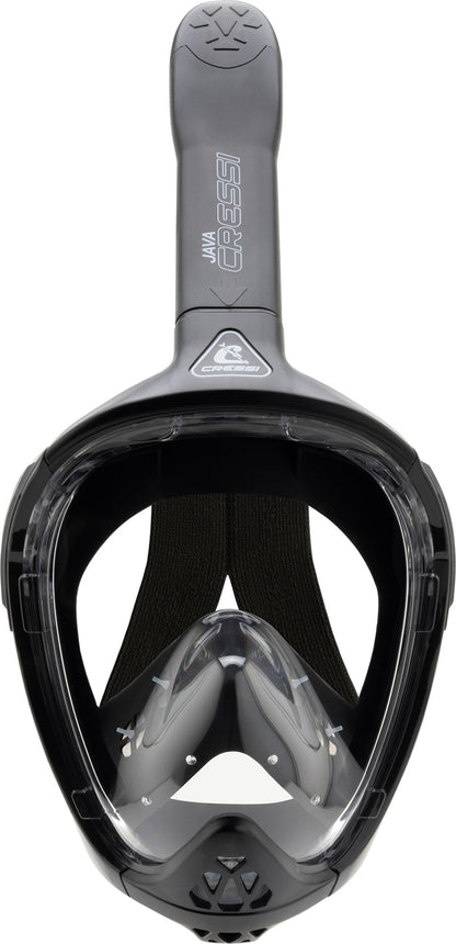 CRESSI Java Full Face Mask Black/Black L/Xl-Unisex Full Face Snorkel Mask, Ultra Clear Anti Fog Lens, 100% Silicone, Snorkel Dry with Safety Valves,