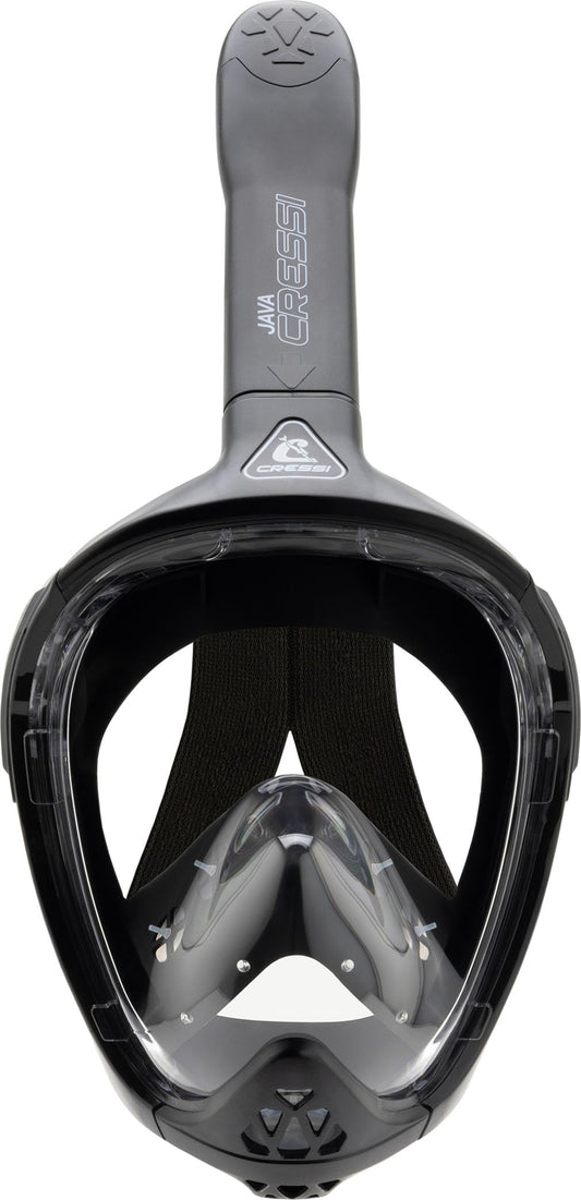 CRESSI Java Full Face Mask Black/Black L/Xl-Unisex Full Face Snorkel Mask, Ultra Clear Anti Fog Lens, 100% Silicone, Snorkel Dry with Safety Valves,