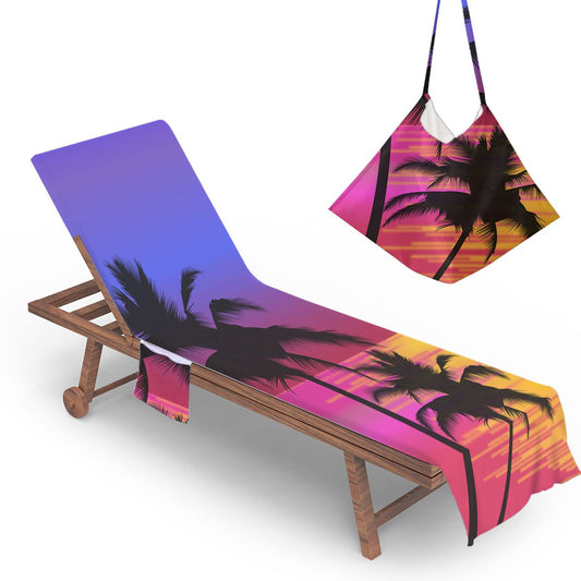 Highdi Sun Lounger Towels with Pockets, Purple Portable Beach Sunbed Towels Microfiber Quick Dry Travel Beach Chair Cove for Sun Lounger, Pool Chair