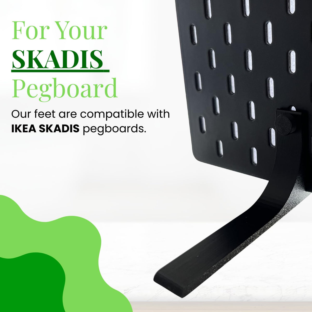 shush Pegboard Support Feet Compatible with IKEA SKADIS – Free Standing Desk Base for Pegboard Display Pair Black