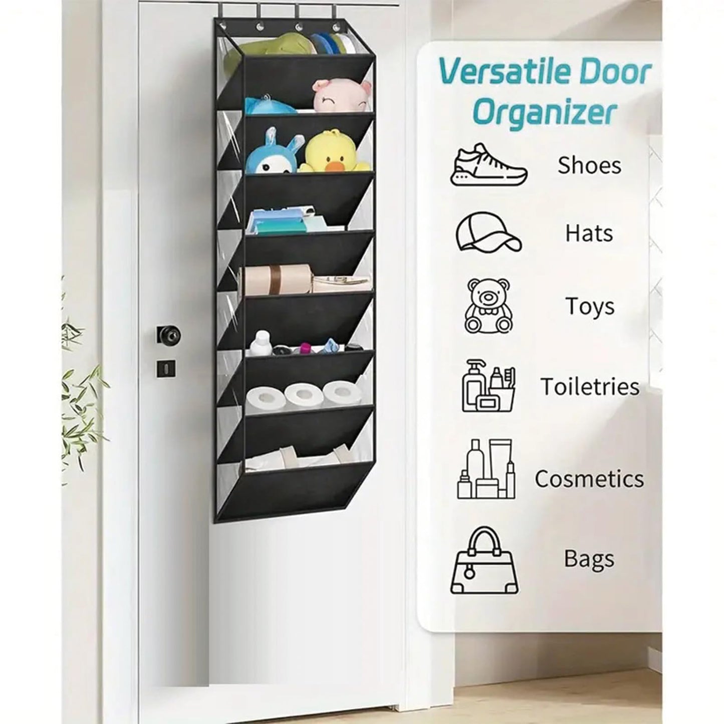 TopHomer 10 Tier Over Door Shoe Storage Organiser，Hanging Shoe Rack Storage and Large Shoes Holder with Clear Deep Pocket Back of Door,Fit 20 Pairs