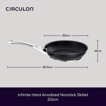 Circulon Infinite Non Stick Frying Pan 20cm - Induction Frying Pan with Stainless Steel Handles, Dishwasher Safe Omelette Pan Non Stick, Durable