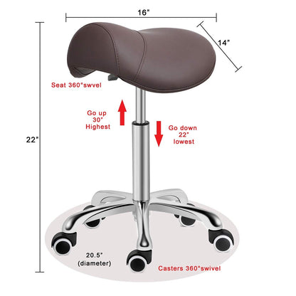 Kaleurrier Saddle Stool Rolling Swivel Height Adjustable with Wheels,Heavy Duty Anti-Fatigue Stool,Ergonomic Stool Chair for