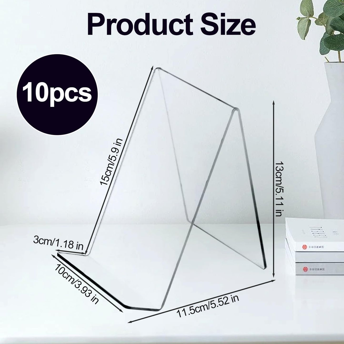 10 PCS Acrylic Book Display Stands, Clear Book Stand Holder