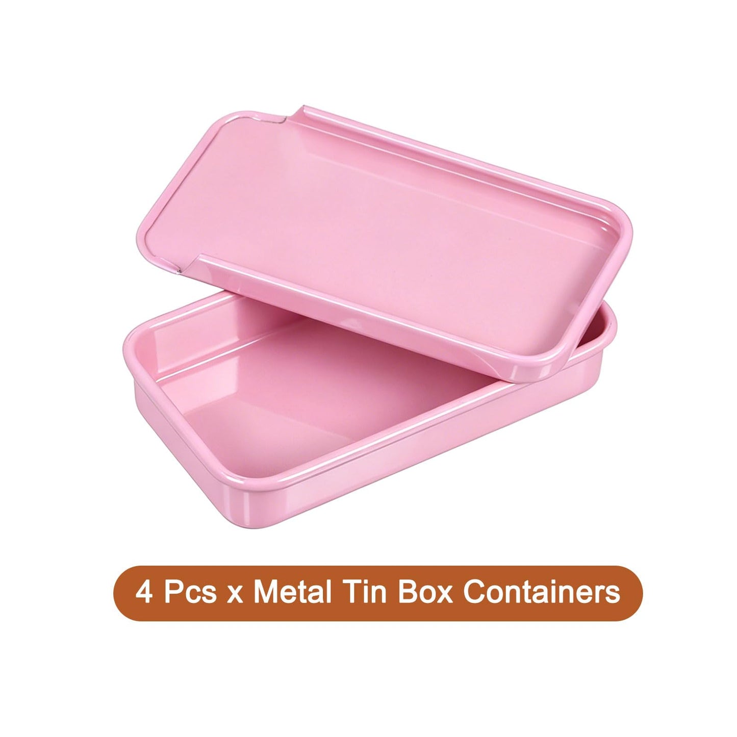 sourcing map 4 Pcs Metal Tin Box Container, 2.4x1.3x0.4 Inch Slide Top Tin Containers Empty Rectangular Storage Box Portable Mini Tin Case for Candy