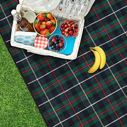 Ben & Bel Water/Sand/Dirt-resistant Picnic Blanket with PU Handle, Outdoor-Ready Dark Green Square, 150x200cm XL