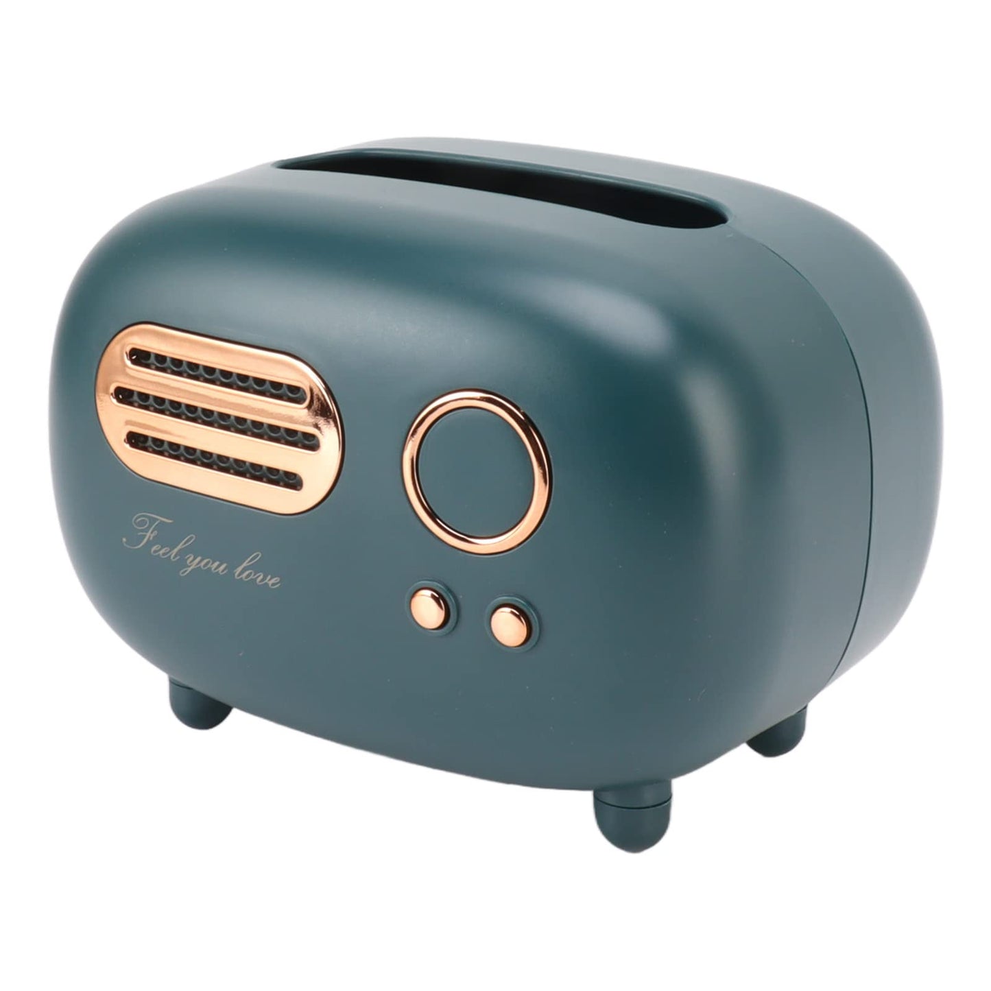 Retro Radio Shape Tissue Cover Box Vintage Paper Case Dispenser Multifunctional Tissue Box Holder for Bathroom Living Room Bedroom Dressers(Green)