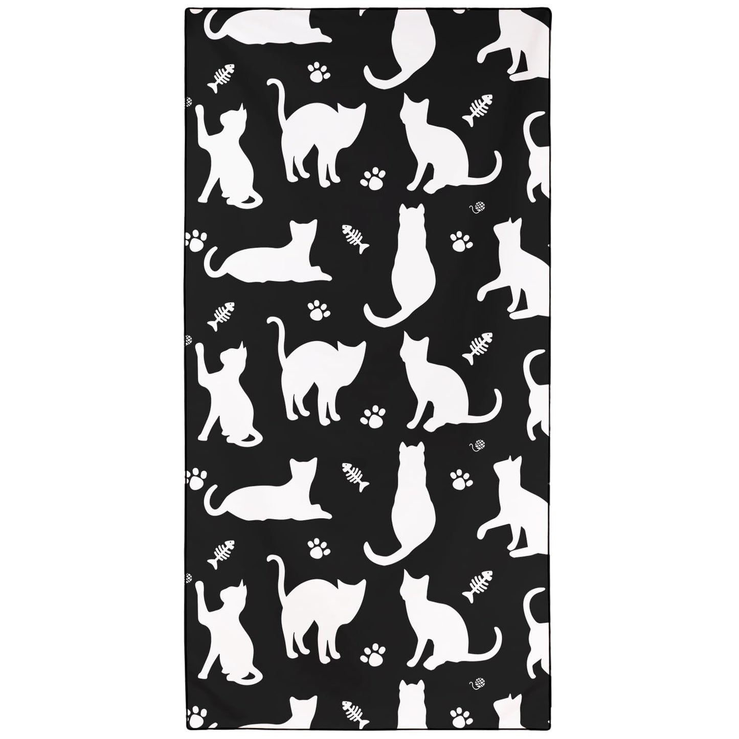 Violetpos Black White Cat Silhouette Beach Towel, Extra Large 180x90 cm 250GSM Microfibre, Sand Free Quick Dry
