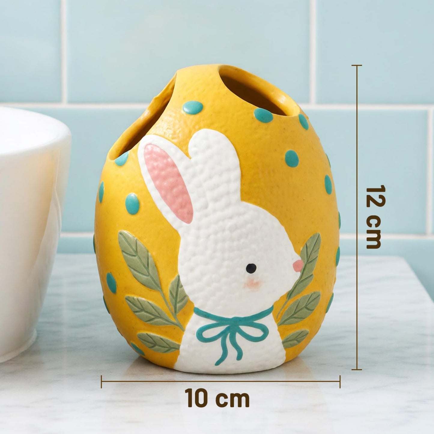 Blissilk Bunny Design Toothbrush Holder, 2 Slots Tooth Brush Holder, Resin Built Toothbrush Holders for Bathroom, Vanity Counter