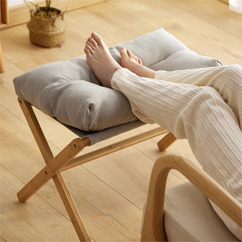 bimiti Foot Stool Bamboo Folding Foot Rest Foldable Ottoman Seat