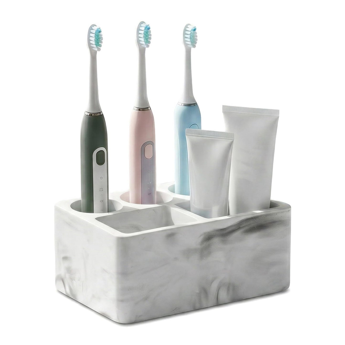 Zipplunk Diatomite Toothbrush Holder, Toothpaste Holder (Marble White)