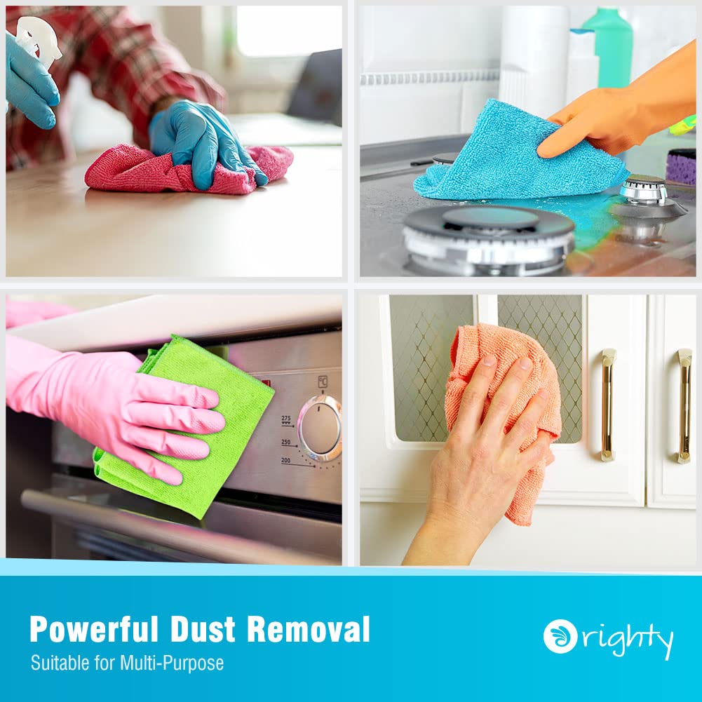 Orighty Microfibre Cleaning Cloths, Pack of 120, Highly Absorbent Cleaning Supplies, Lint Free Cloths for Multiple-use, Powerful Dust Removal Cleaning
