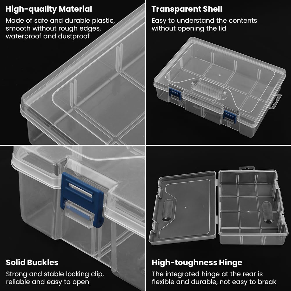 AUAUY Bead Organizer Box, 29Pcs Clear Plastic Storage Containers for Beads