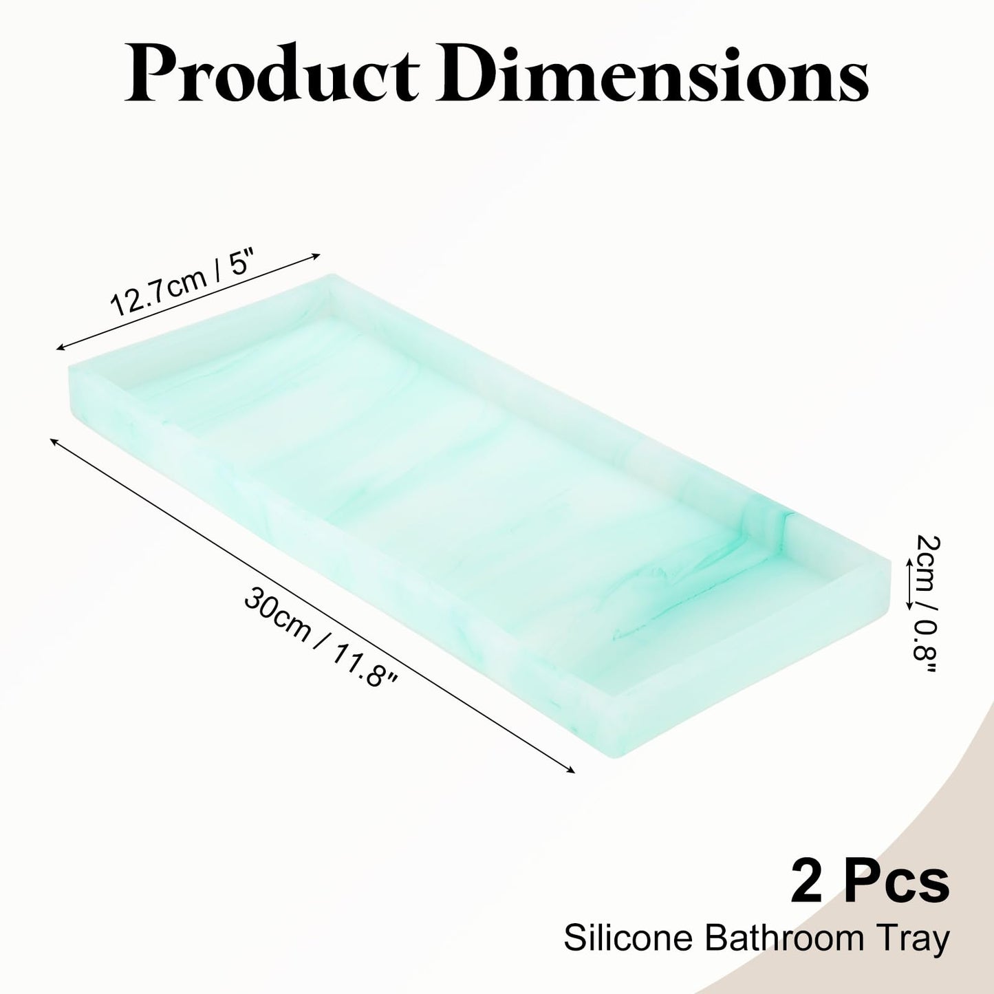 sourcing map 2Pcs Bathroom Vanity Tray, 11.8" x 5" Silicone Soap Dispenser Trays, Shatterproof Kitchen Sink Organizer for Soaps Keys Candle Trinket