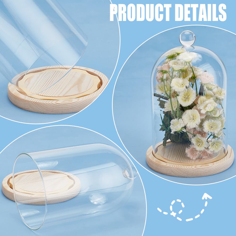 BENECREAT 14x21.5cm Glass Display Dome Inch Cloche Dome with Base Clear Dustproof Dome with Handle Bell Jar Centerpiece Display Case for Specimens