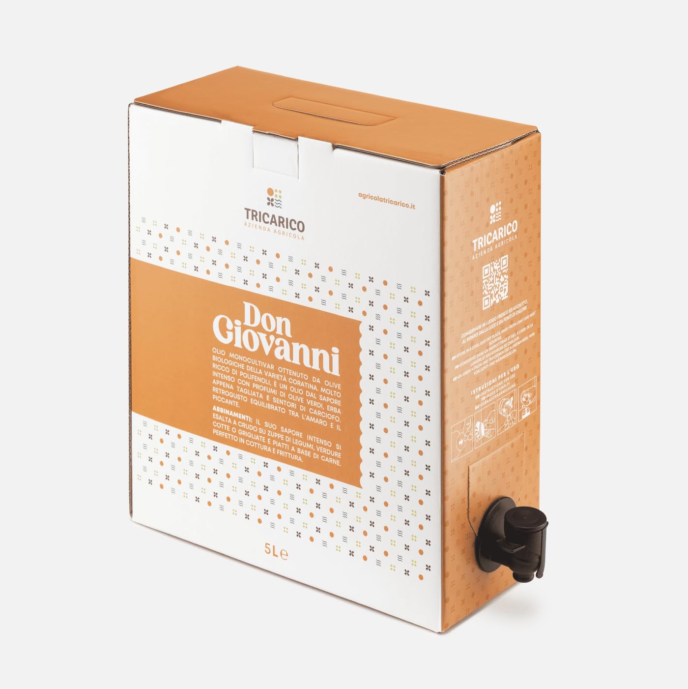 Don Giovanni Bio - 5 L - BIO extra virgin olive oil from Puglia, 100% Italian, 100% Coratina, 5 liters, bag-in-box with measuring tap - Az. Agr.