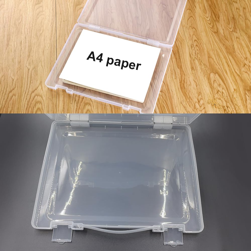 WYAN 2 Pcs A4 Lever arch files Storage Boxes,Clear Plastic Beads Storage Containers Box,Rectangle Bead Holder Plastic Cases,Building Block