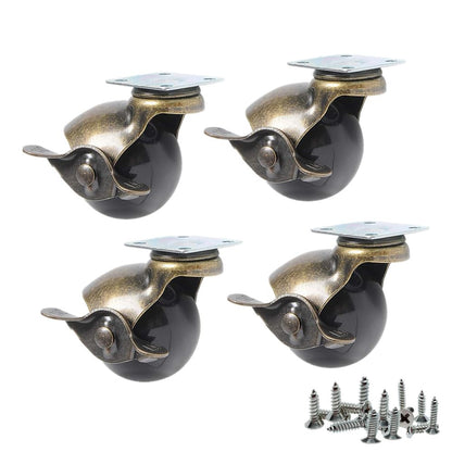4 Pack, Youngine Antique Ball Caster Wheels Ball Swivel Plate Caster with 360°Rotation for Furniture Ottoman Sofa Cabinets Wheelchairs 2inch