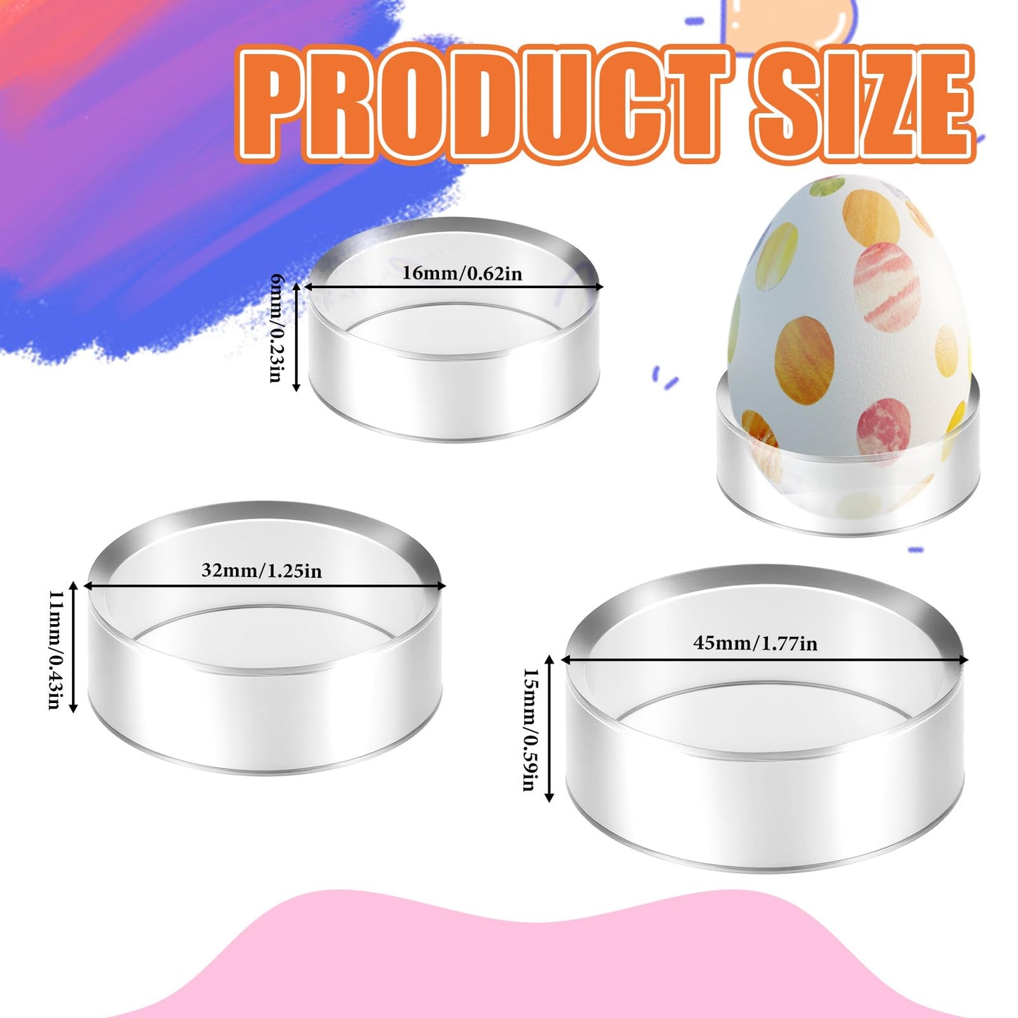 18 PCS Clear Sphere Display Stand, 3 Sizes Clear Round Plastic Crystal Ball Stand Acrylic Sphere Holder Round Baseball Ring Stands