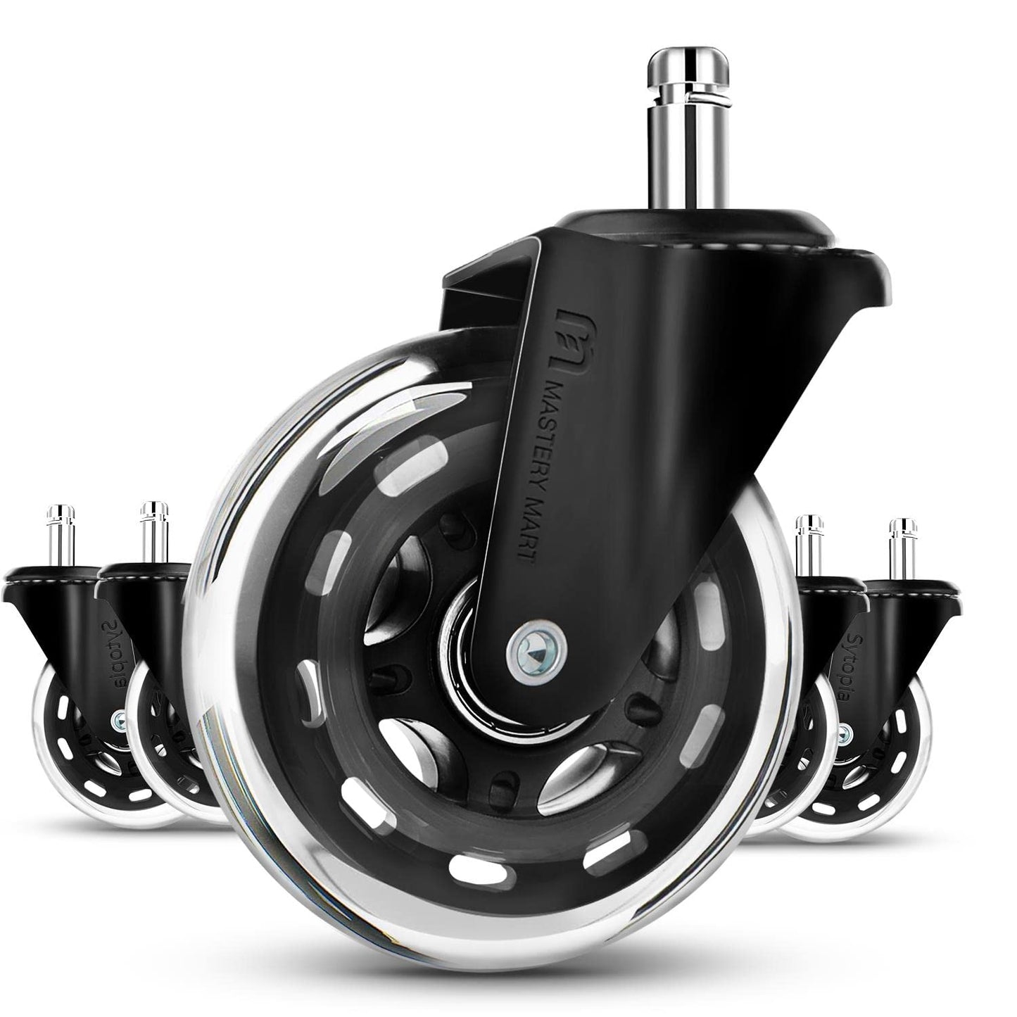 Mastery Mart Office Chair Wheels Replacement- 11x22mm Rubber Office Chair Castors, Smooth & Silent on Hardwood & Carpet
