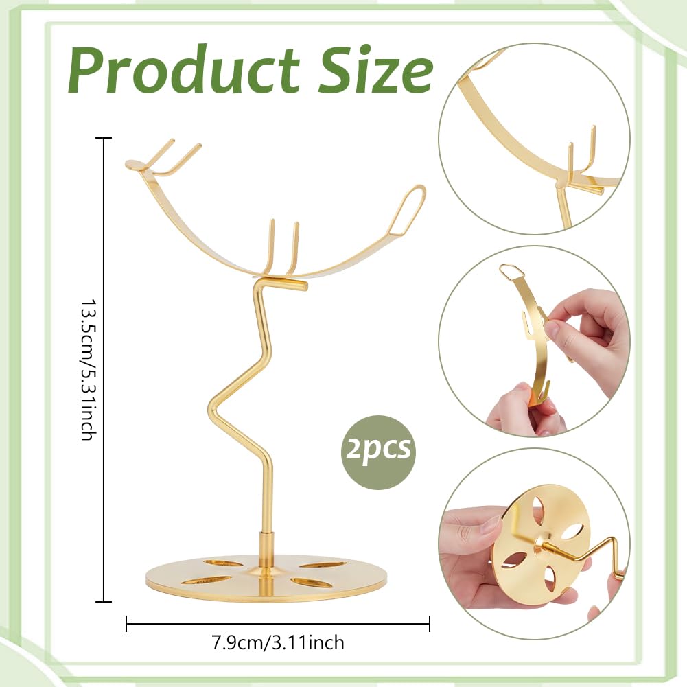 NBEADS 2 Sets Crystal Display Holder, 7.9x13.5cm Moon Shaped Small Rock Display Stand Sphere Display Holder for Gemstones Geodes Mineral Agate Home