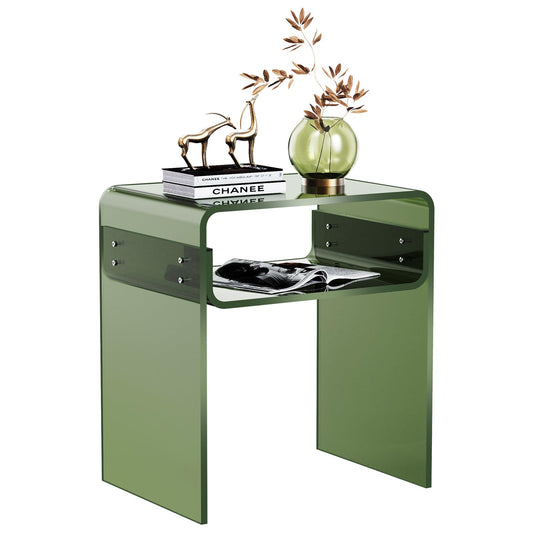 solaround Acrylic Side Table, Bedside table Nightstand for Living Room, Acrylic Tables, 40 x 30 x 50 cm (Green)