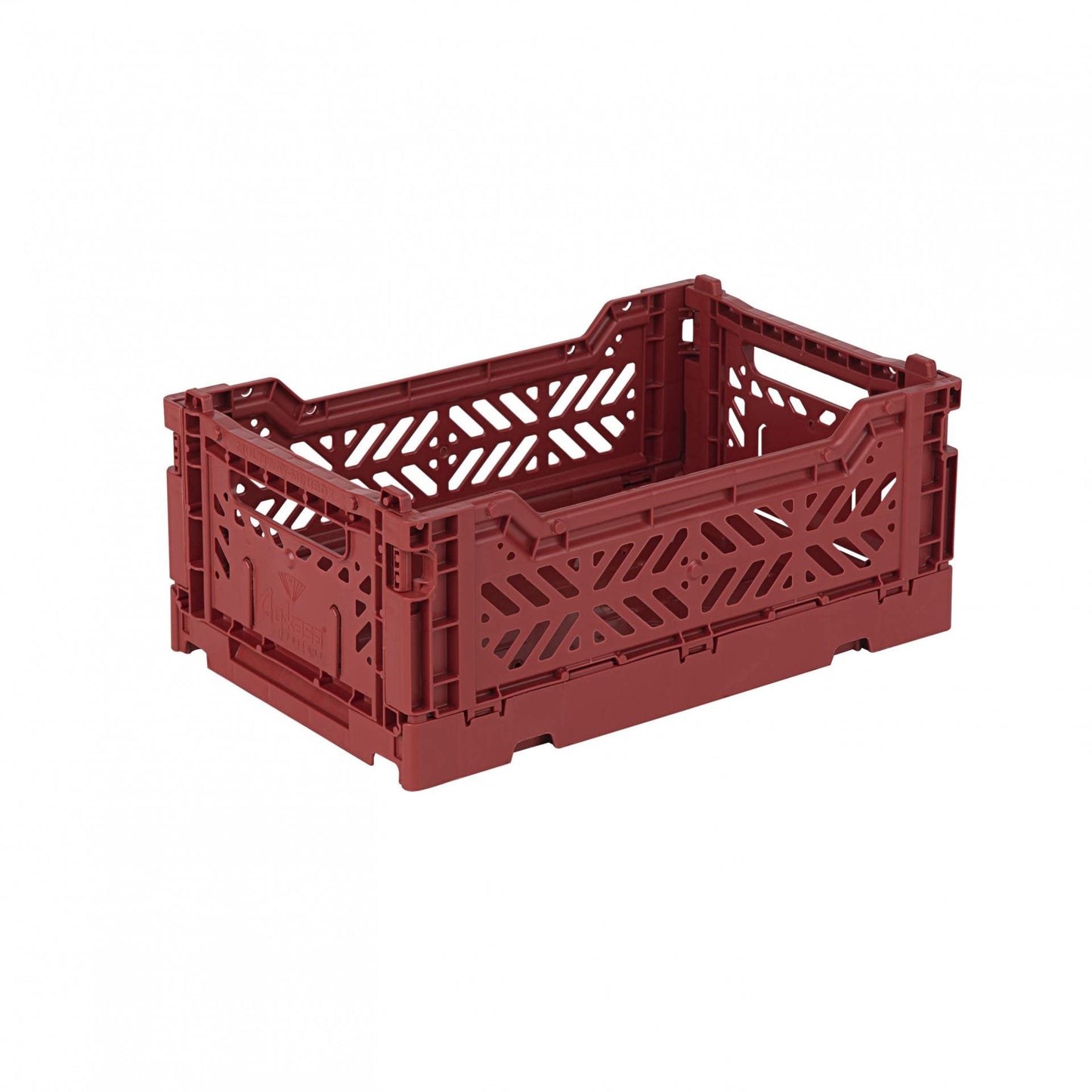 AYKASA Folding Crate, Sturdy Folding Box, Plastic, Stackable, Tile Red, Mini (27 x 17 x 11 cm)