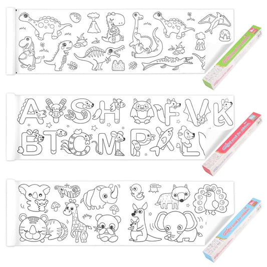 Radsocken 3Pcs Children's Drawing Roll, 3m Colouring Roll for Kids, Drawing Paper Roll,DIY Painting Color Filling Paper for Toddler Drawing, Art