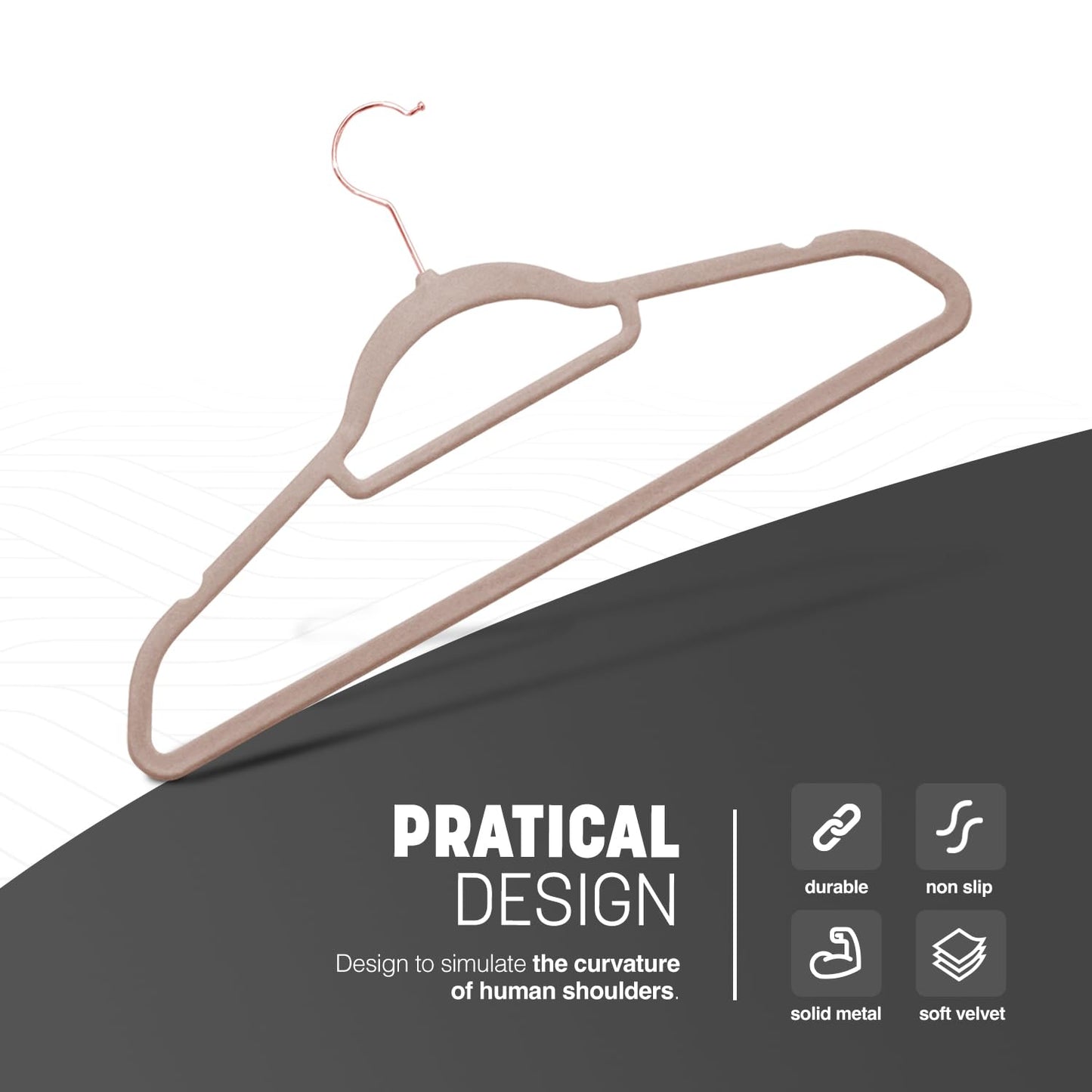 KEPLIN Velvet Hangers 20 Pack - Non-Slip Clothes Hangers with Tie Bar & 360° Hook - Durable & Sturdy, Space-Saving Wardrobe Organisers for Suits