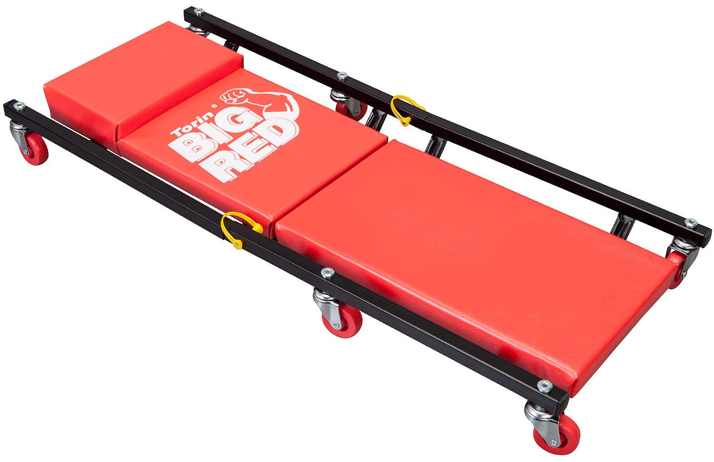 Torin BIG RED Rolling Garage/Shop Creeper: 2-Piece, 36" Padded Mechanic Cart with Headrest and 6 Casters, Alloy Steel Plastic