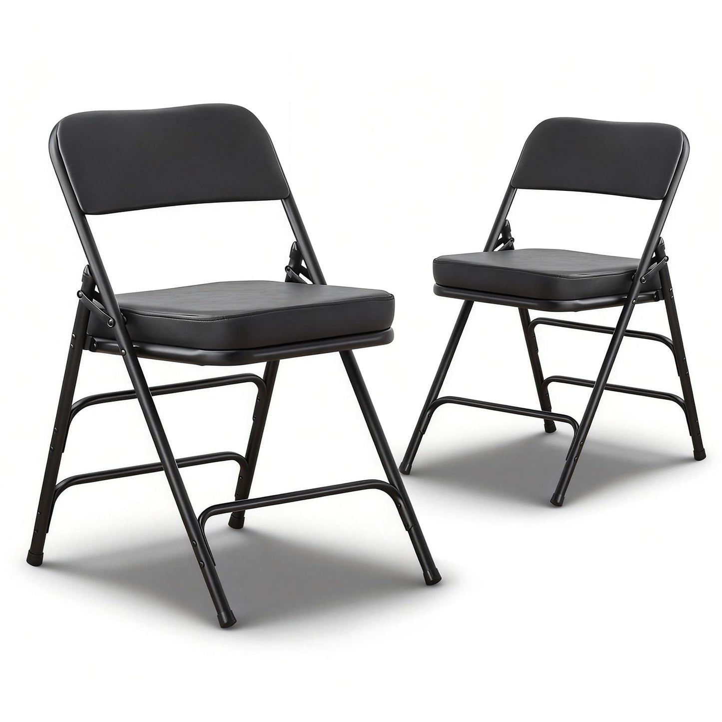CHAIRABLE Padded Folding Chairs with Thick Cushion, 2 Pack Black