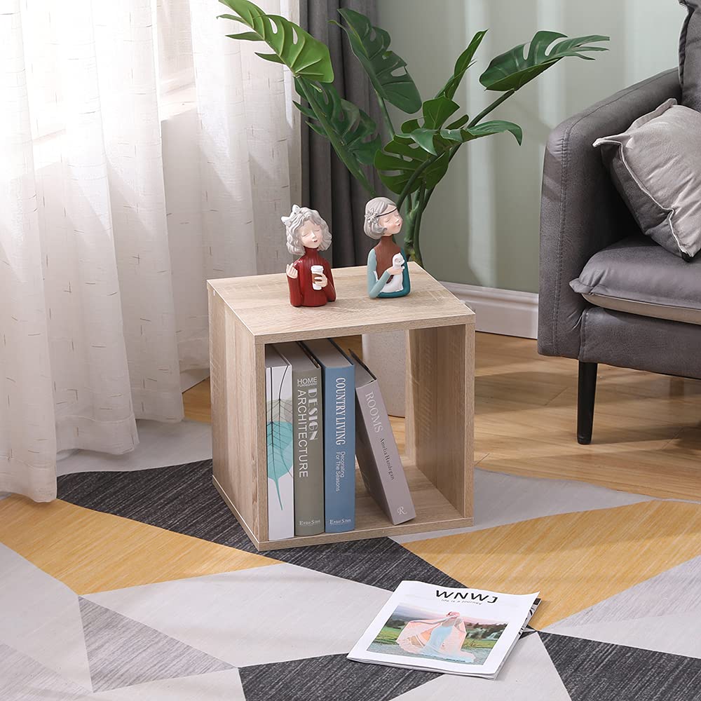 ETNIC ART Cube Furniture Storage Bookcase Shelf Oak 35 x 30 x 35 cm MDF Wood Shelf Office Design Entrance Living Room Cube Storage Cube Storage Cubes