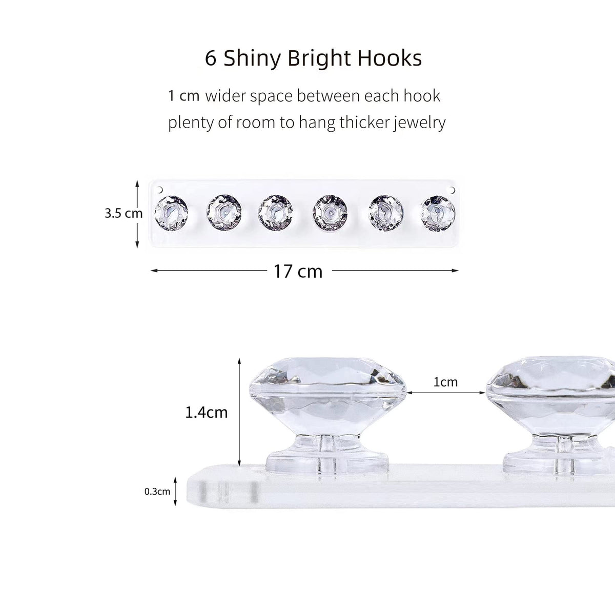 Baoswi Necklace Hangers Acrylic Necklaces Holder Wall Mounted Jewellry Organiser Hanging with Diamond Shape Hooks, Jewellry Hangers for Necklace