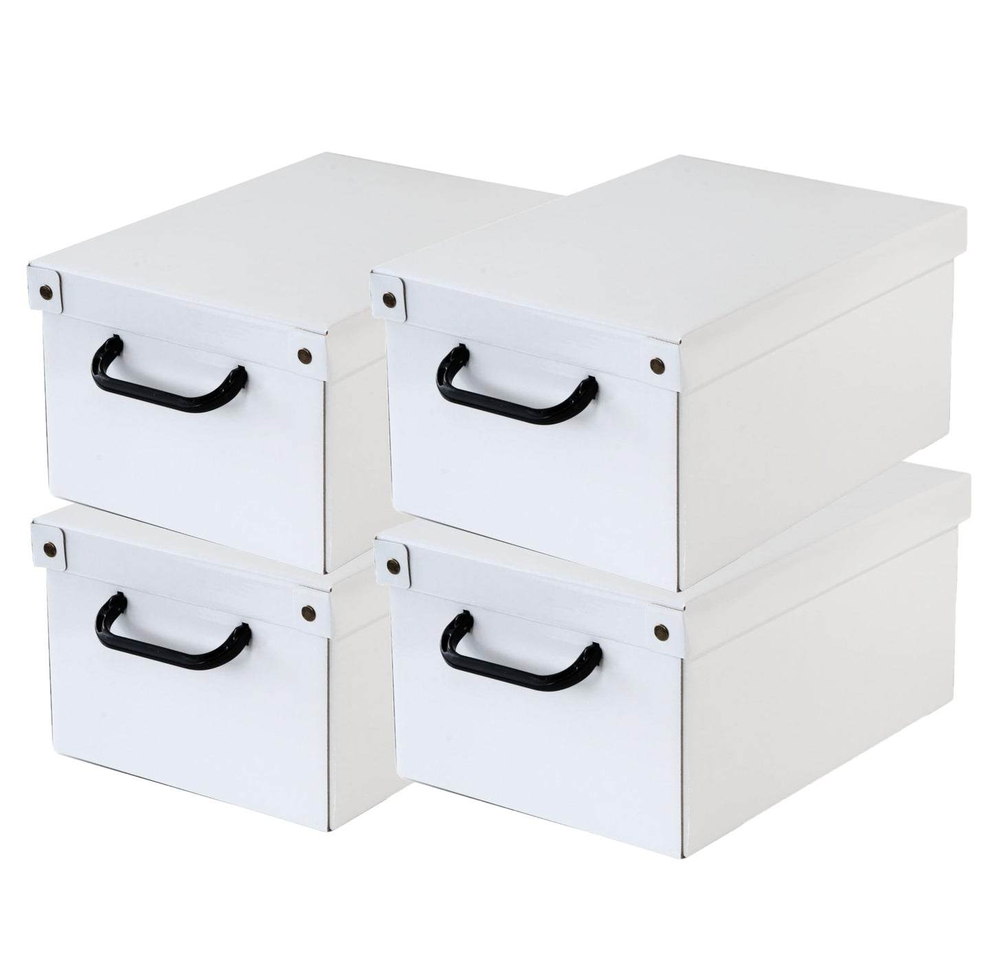 Lavatelli Set of 4 Cardboard Storage Boxes with Lid White 25x35x17.5cm