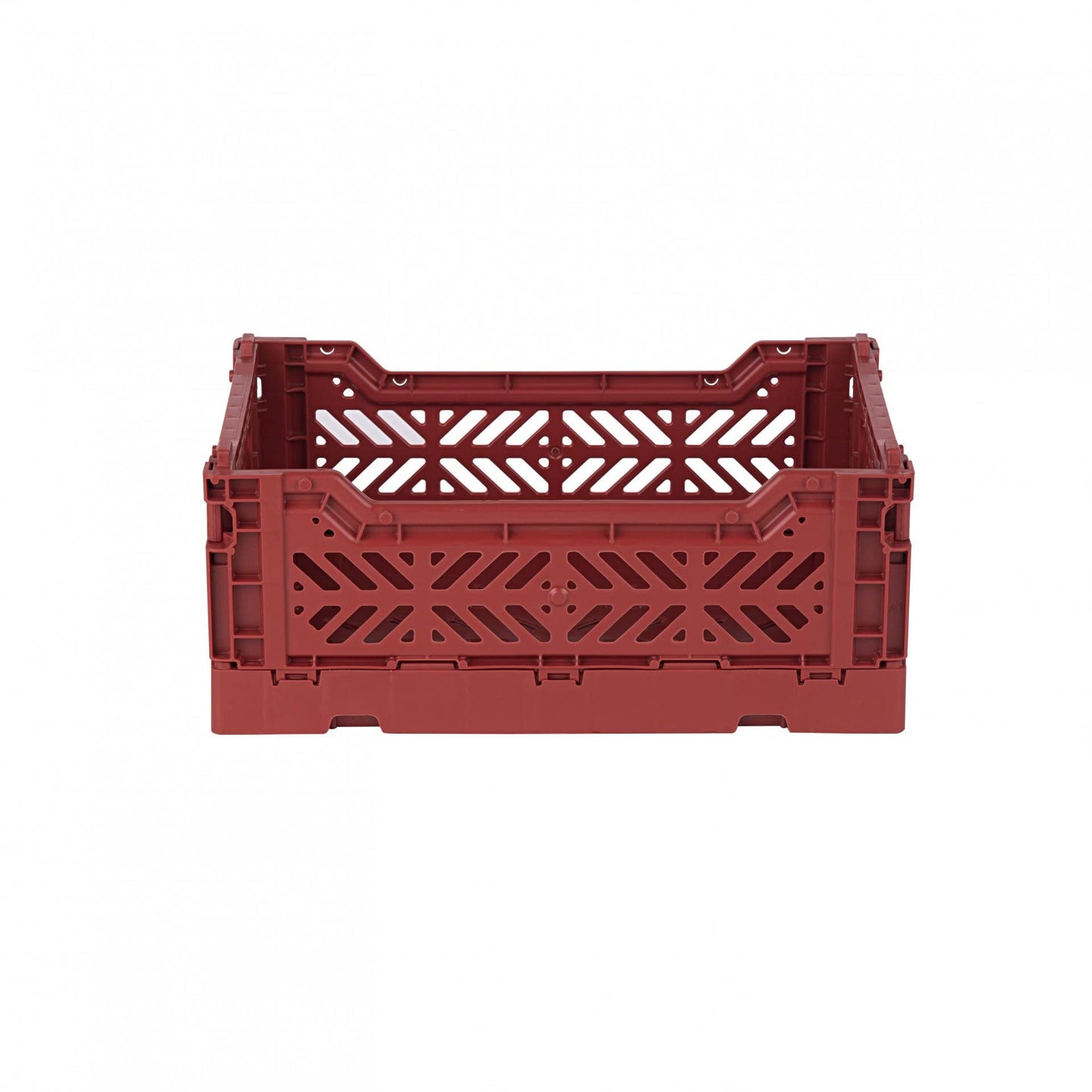 AYKASA Folding Crate, Sturdy Folding Box, Plastic, Stackable, Tile Red, Mini (27 x 17 x 11 cm)