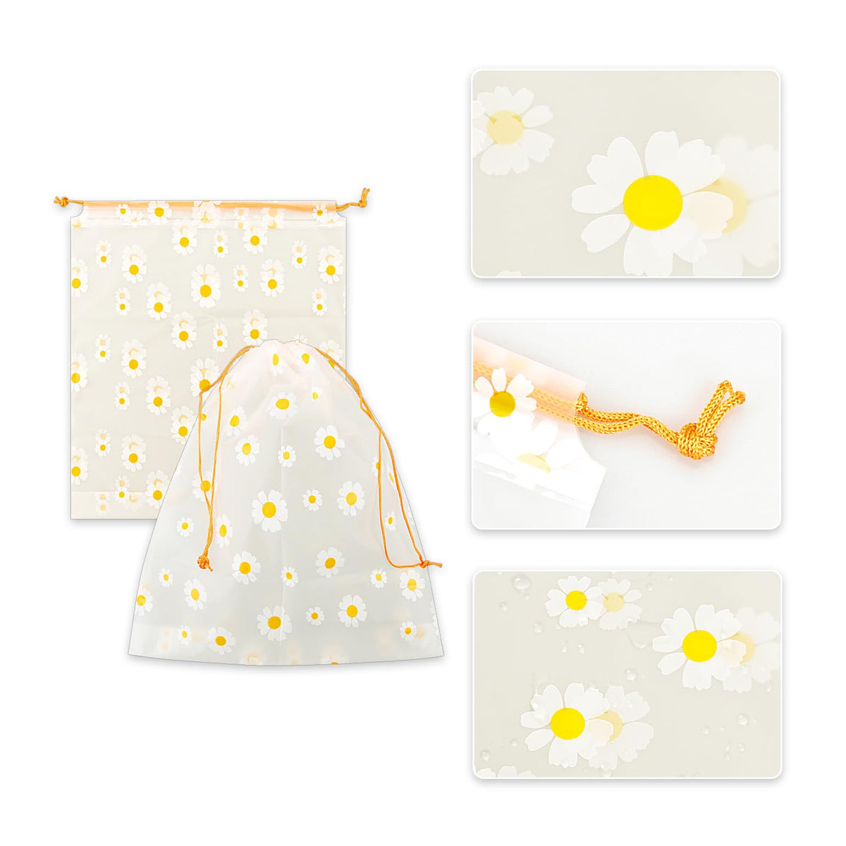 Rumyve Resealable Drawstring Storage Bags, 5pcs Waterproof Plastic Bags, 30x35cm Transparent Bags for Clothes, Makeup, Shoes & Accessories