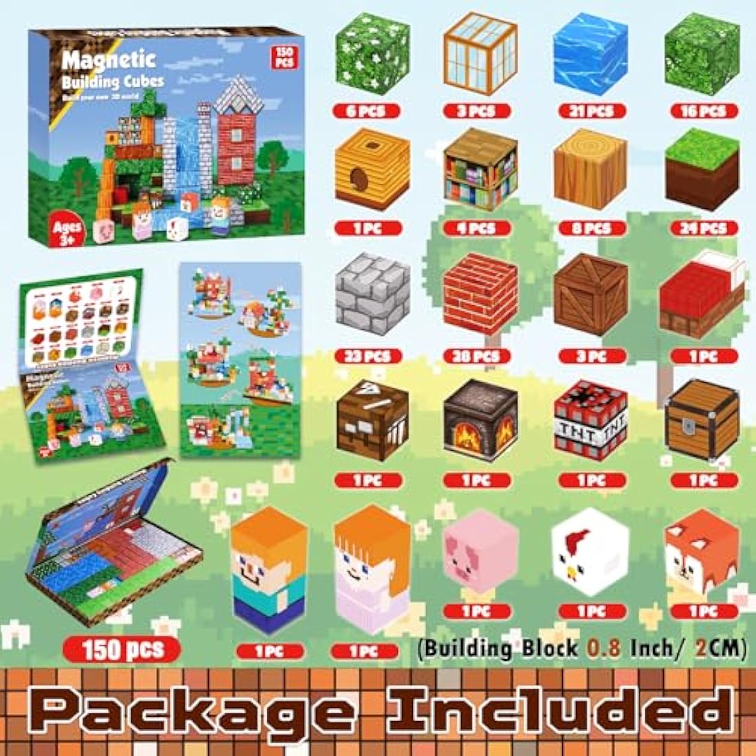 Goody King Magnetic Building Blocks | 150PCS Magnetic Blocks Cube for Boys & Girls Age 3 4 5 6 7 8 9 10, STEM Montessori Stacking Toy, Building Toys Birthday for Kids