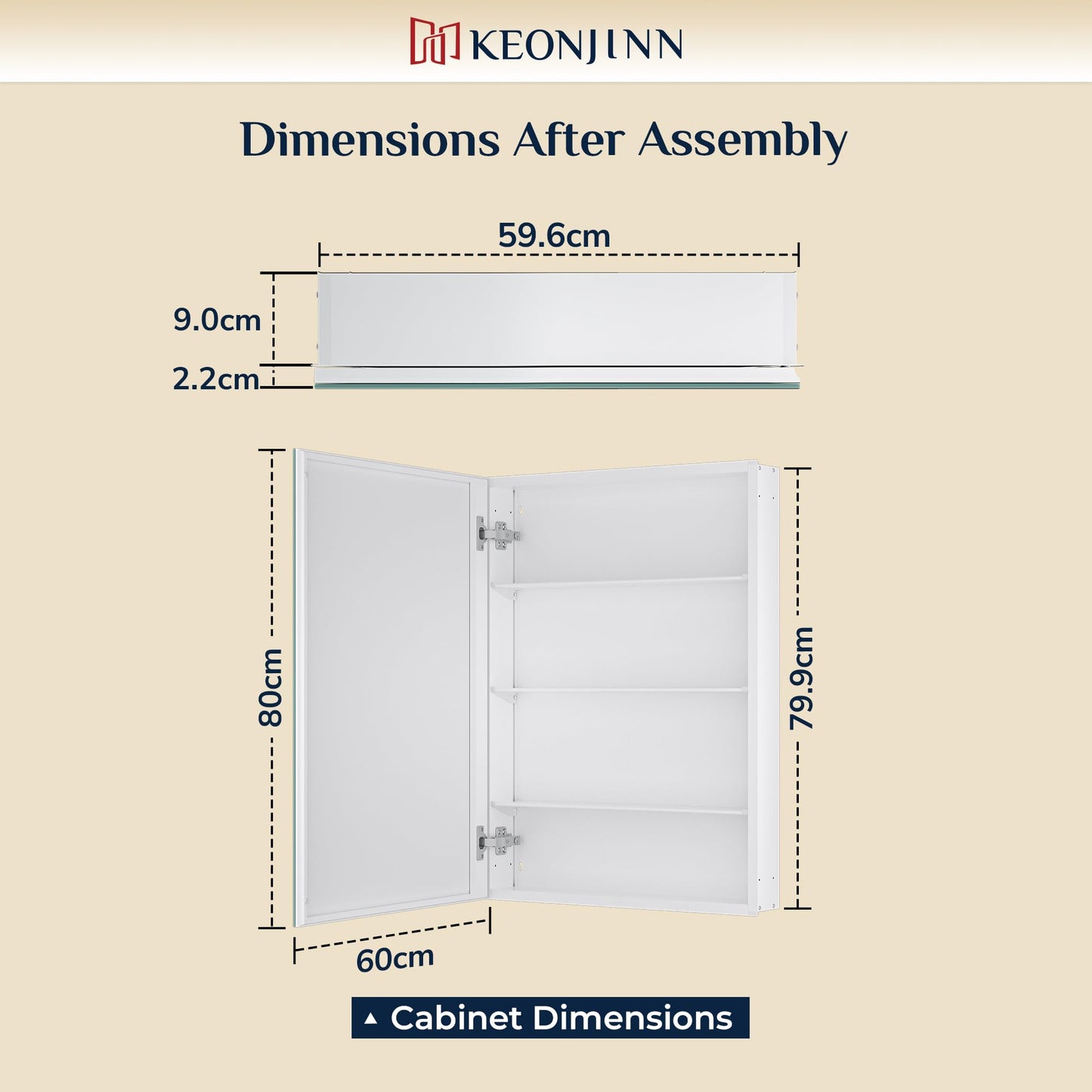Keonjinn Bathroom Cabinets with Mirror - 60x80cm Aluminum bathroom Mirror Cabinets