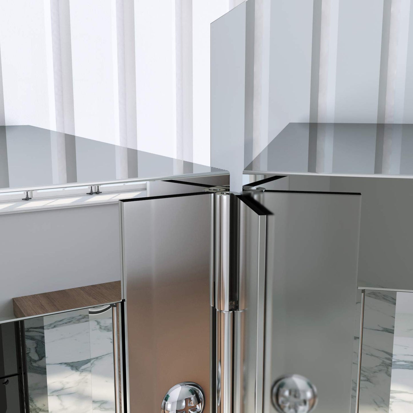 ELEGANT Triple Door Bathroom Mirror Cabinet, Stainless Steel, 600 x 900mm