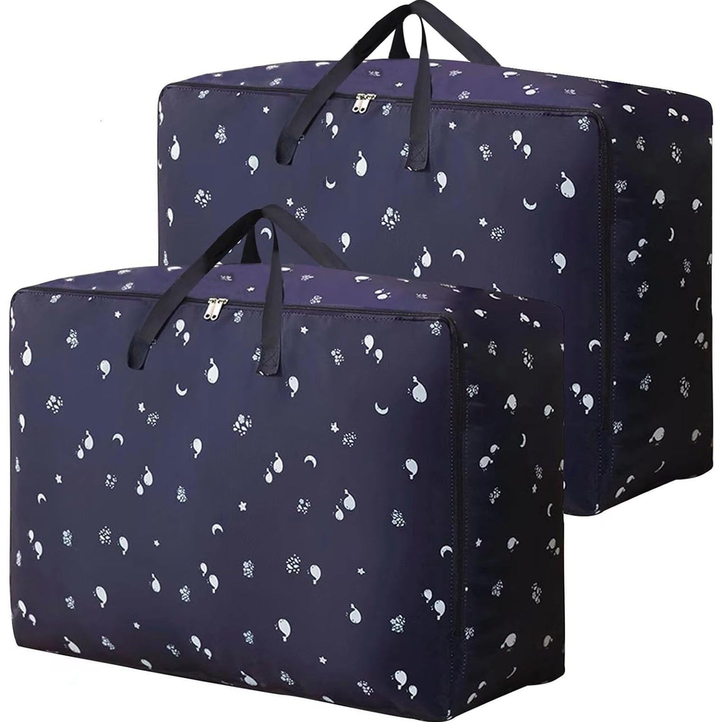 2 Pcs 105L Large Moving Bags Oxford Fabric Storage Bags with Zips, Blue