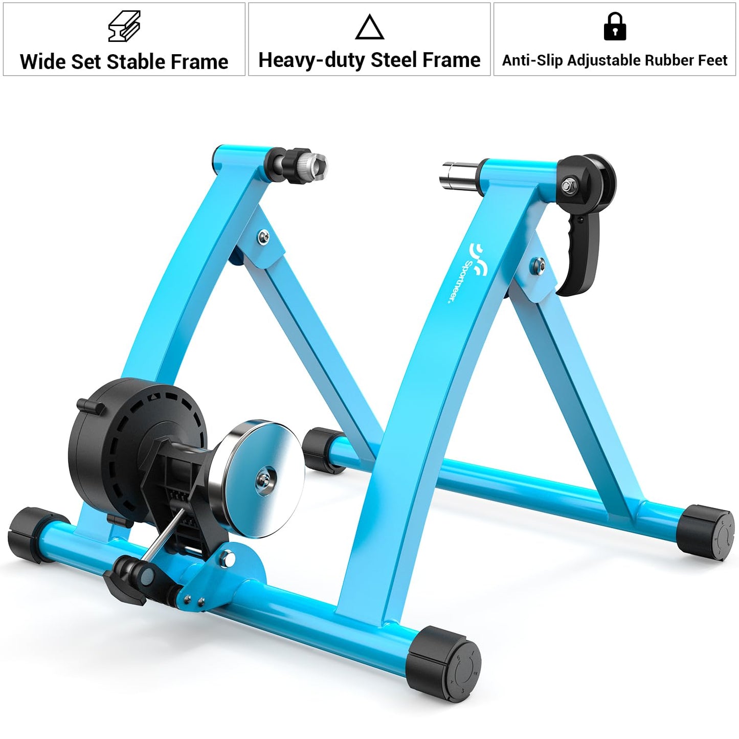 Sportneer Turbo Trainer, Bike Trainer with 6 Resistance Settings for Indoor Bike Trainer Stand Steel Bicycle Exercise Magnetic Stand with Noise