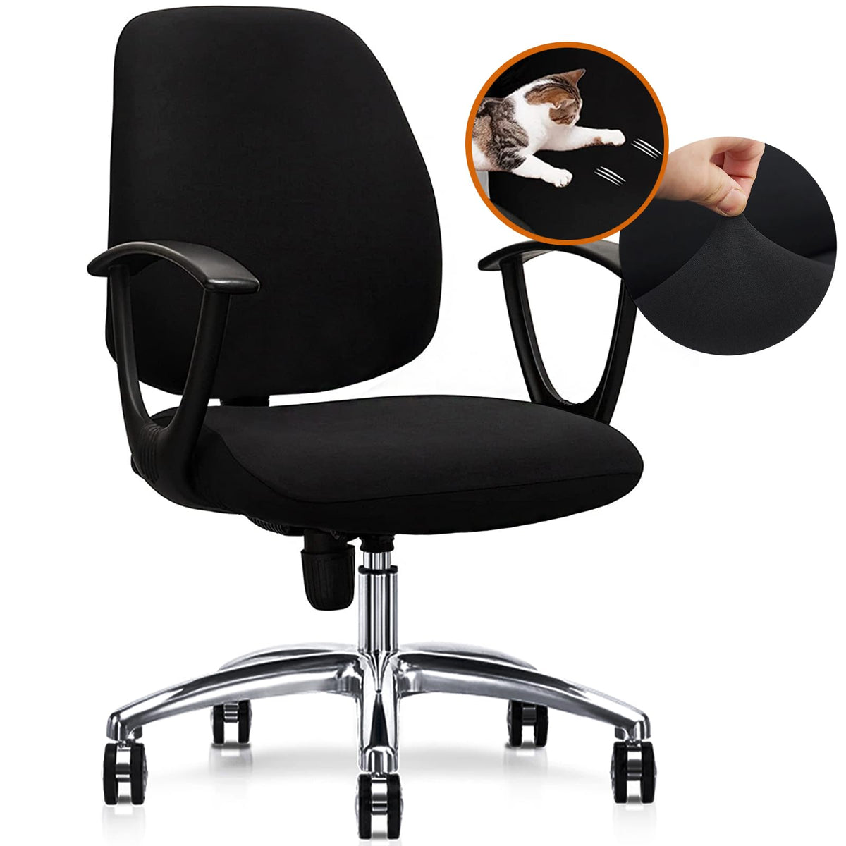 FYTXSZ Chair Covers Spandex Office Computer Chair Cover Stretch Removable Washable Rotate Swivel Chair Protective Covers Black