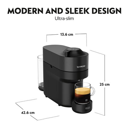 Nespresso Vertuo Pop Automatic Pod coffee machine for Americano, Decaf, Espresso by Magimix in Liquorice Black